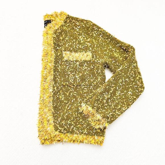 J. Crew Woven Open-front Cropped Jacket Gold Tweed Size XS - Picture 1 of 7